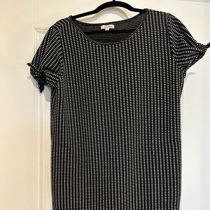 Short Black & White Woven Short Sleeved Dress